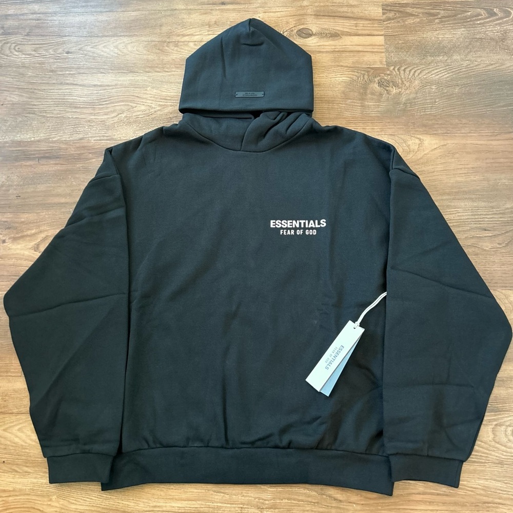 New Authentic Fear of God Essentials Fleece Hoodie FW24 Black Size Small